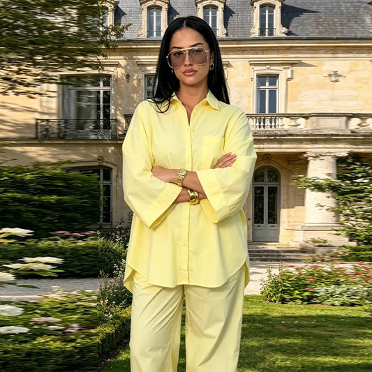 Conjunto oversize de camisa y pantalón ancho para mujer — Streetwear cómodo 2026