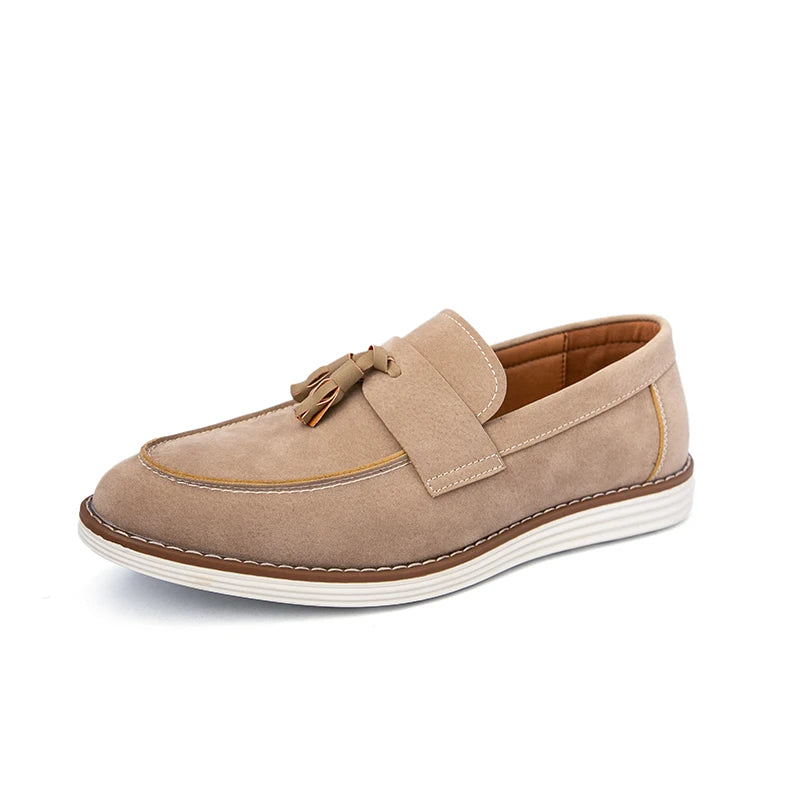Mocasines con borlas para hombre — Cuero ante, zapatos de conducción cómodos y elegantes