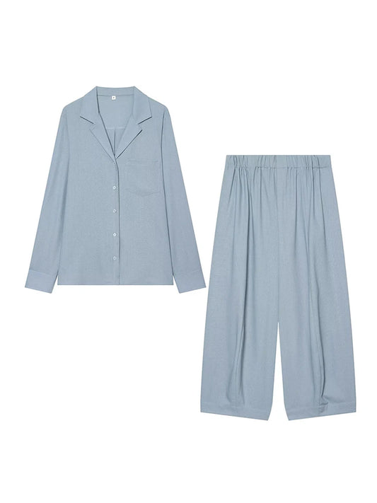 Conjunto camisa y pantalón ancho para mujer — Casual y cómodo, primavera-verano 2026
