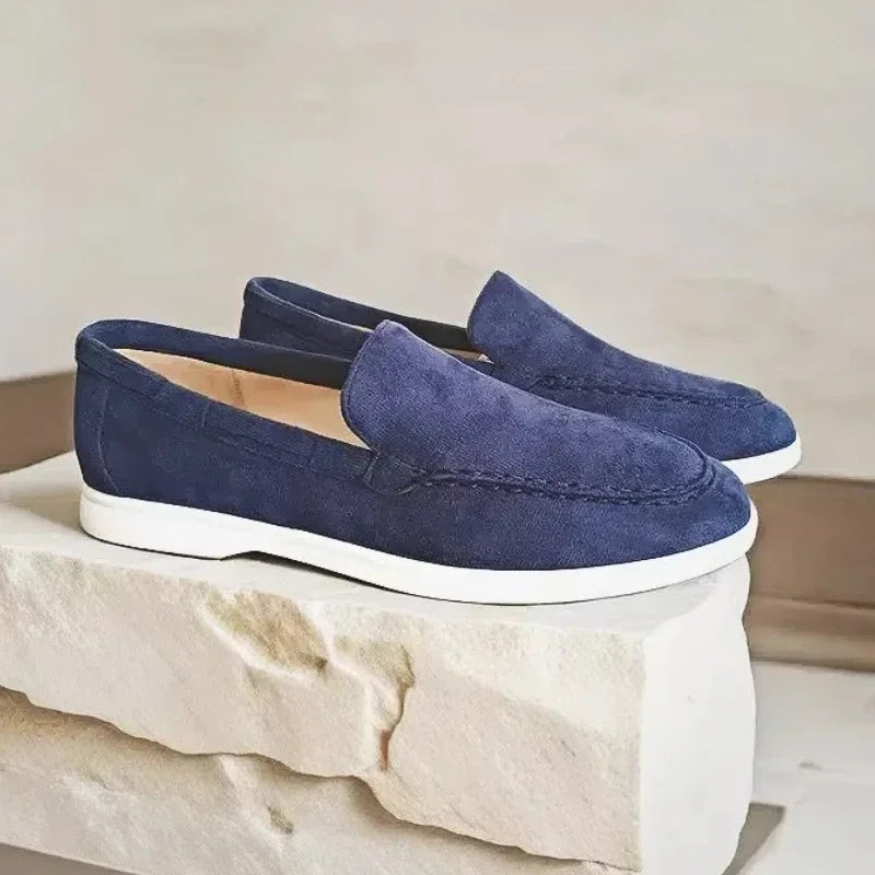 Mocasines clásicos de cuero ante para hombre — Transpirables, slip-on, conducción y ocio