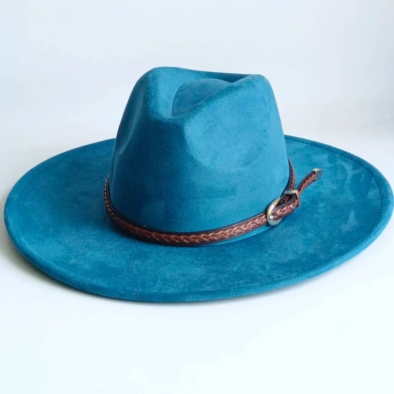 Vegan Suede Fedora Rancher Hats Blank Hats for Burning teardrop shaped Top 9.5cm Brim Unisex  felt Jazz Hat sombrero