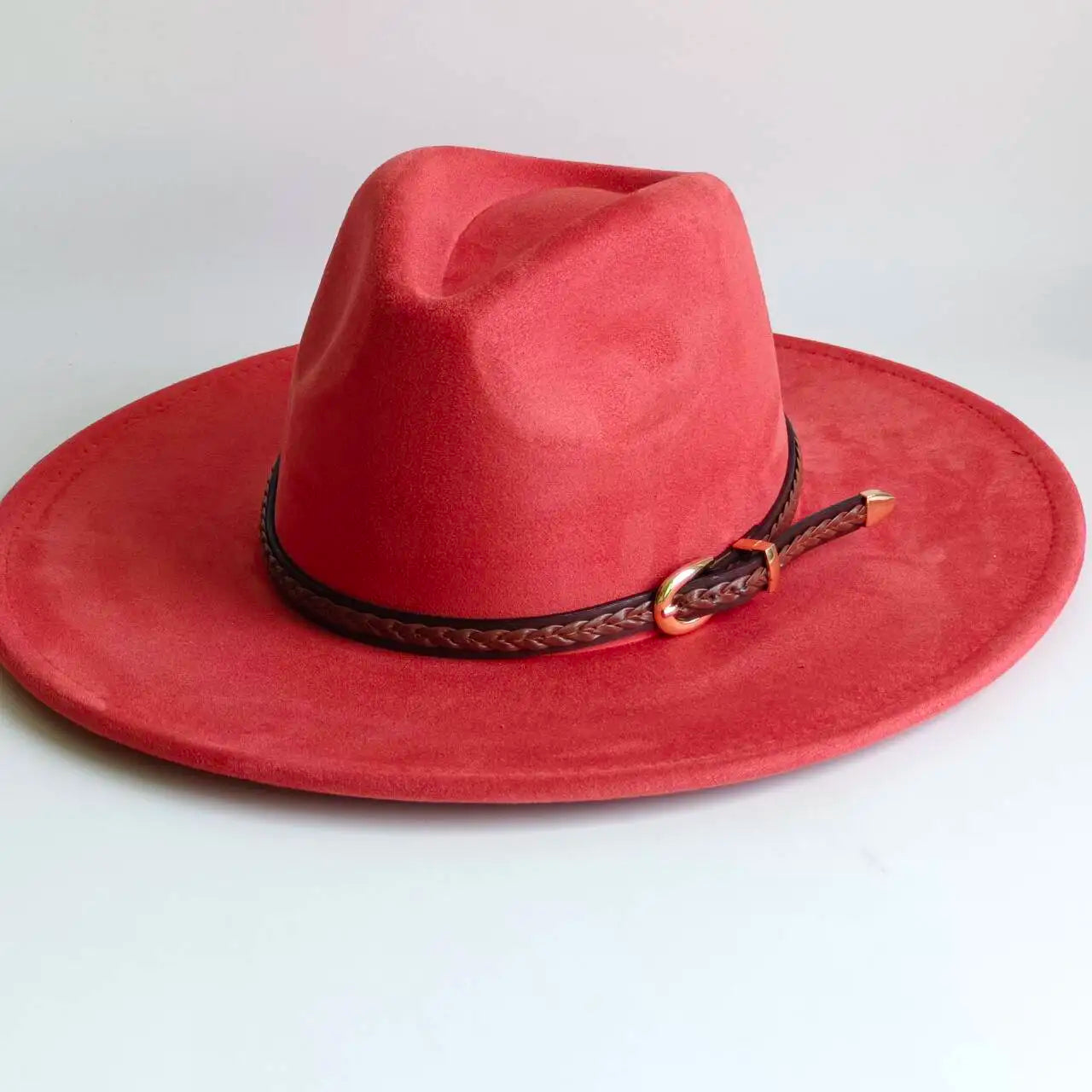 Vegan Suede Fedora Rancher Hats Blank Hats for Burning teardrop shaped Top 9.5cm Brim Unisex  felt Jazz Hat sombrero