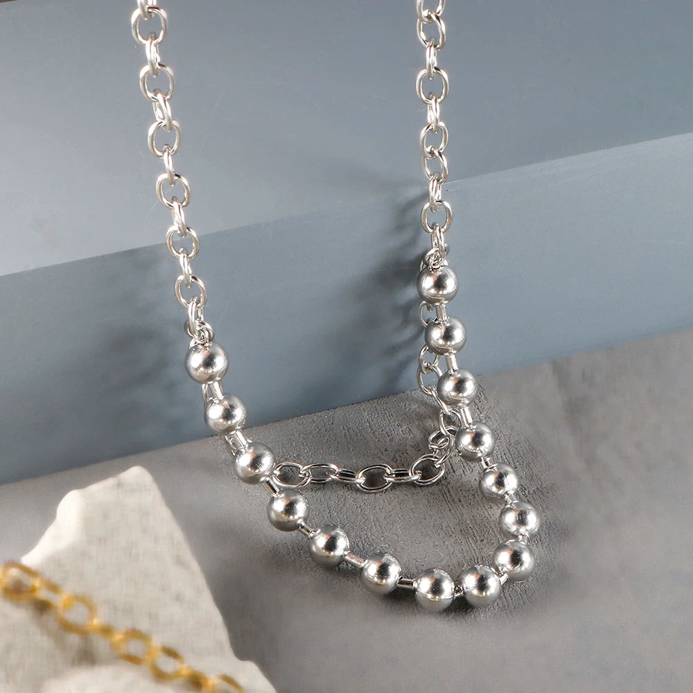 Collar de cadena de bolas en acero inoxidable — Unisex, minimalista y resistente