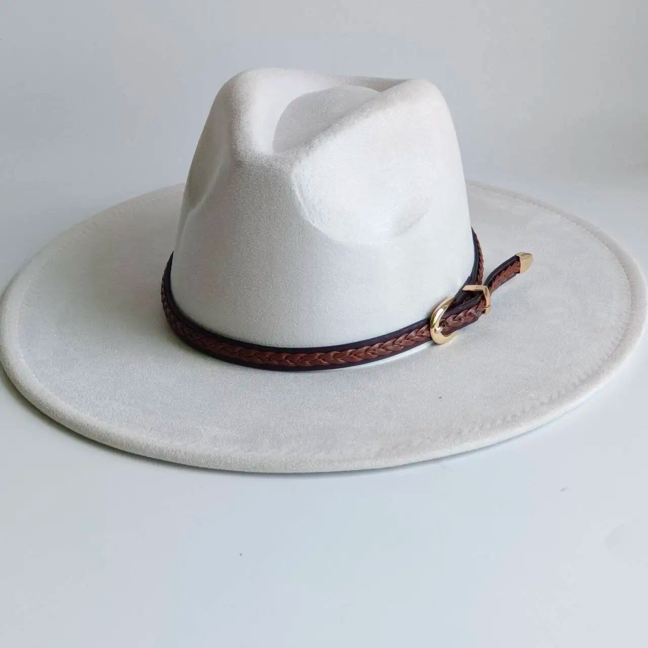 Vegan Suede Fedora Rancher Hats Blank Hats for Burning teardrop shaped Top 9.5cm Brim Unisex  felt Jazz Hat sombrero
