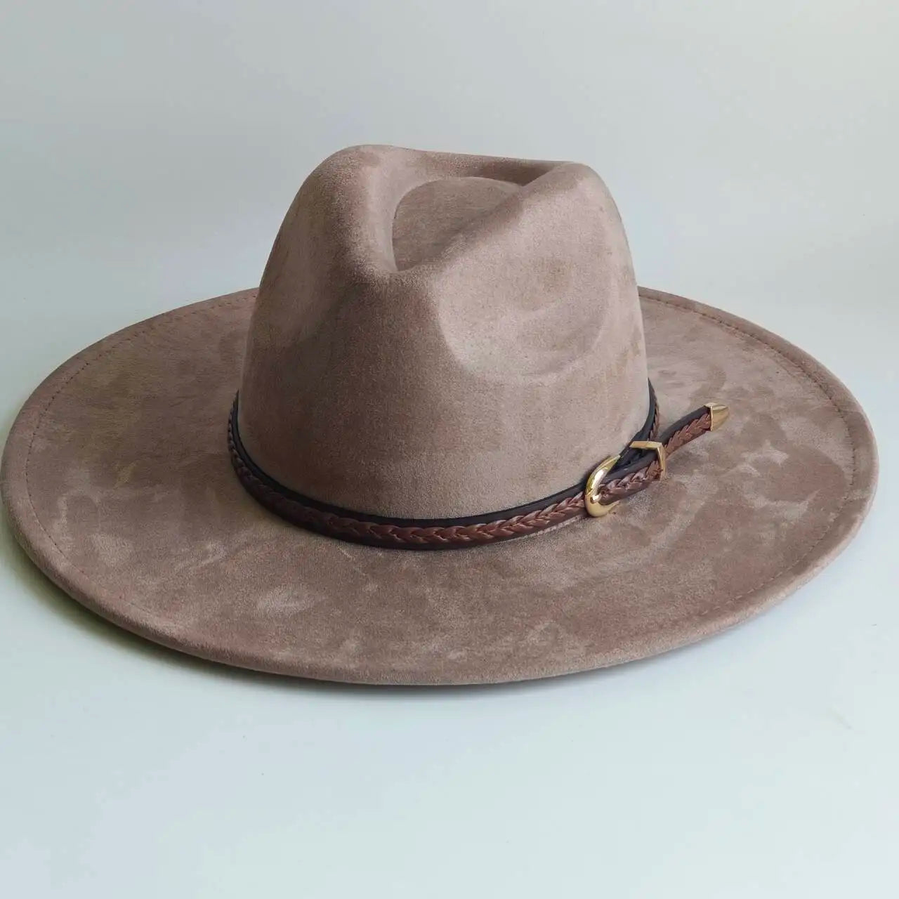Vegan Suede Fedora Rancher Hats Blank Hats for Burning teardrop shaped Top 9.5cm Brim Unisex  felt Jazz Hat sombrero