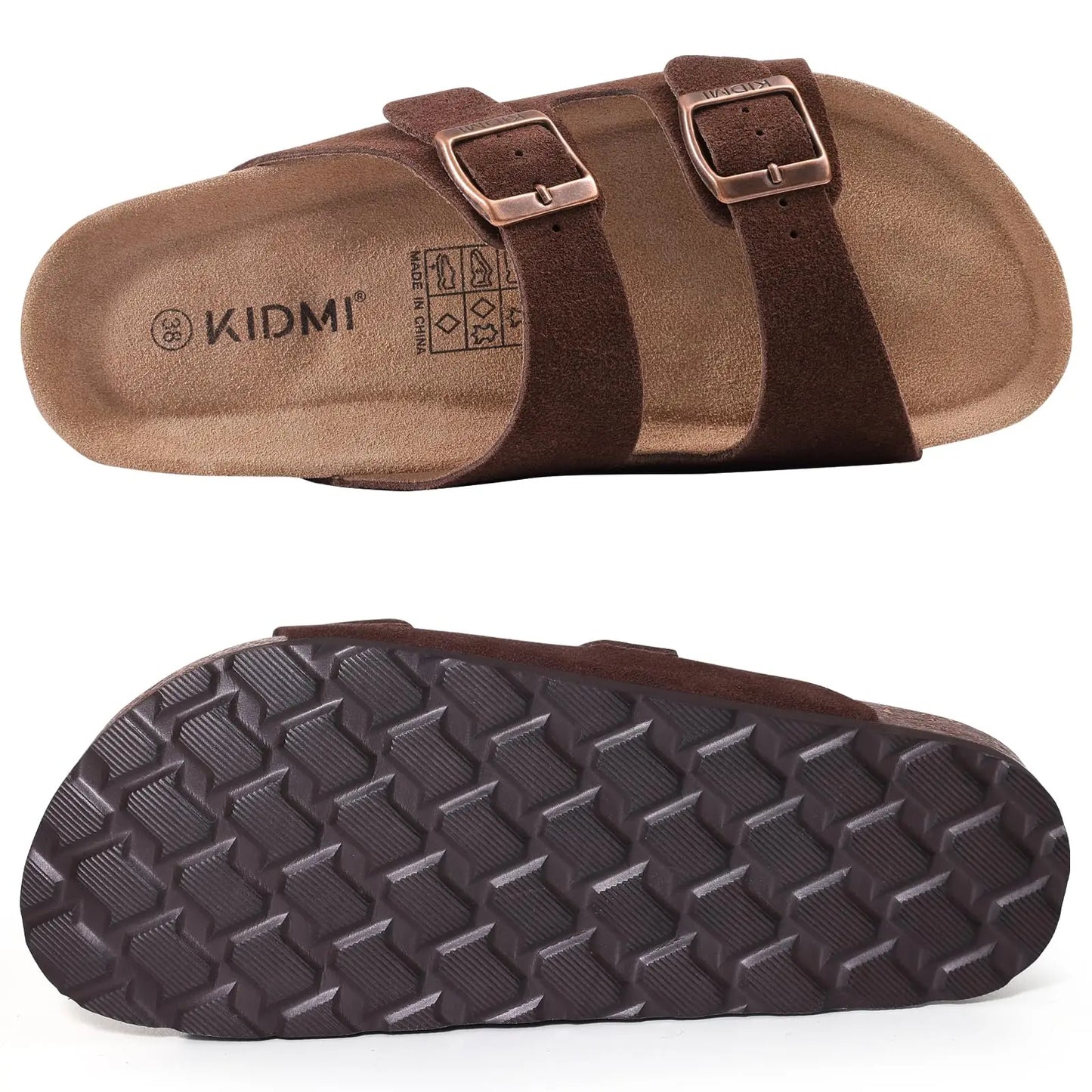 Sandalias de verano con corcho ajustables — Unisex, soporte de arco, ante genuino
