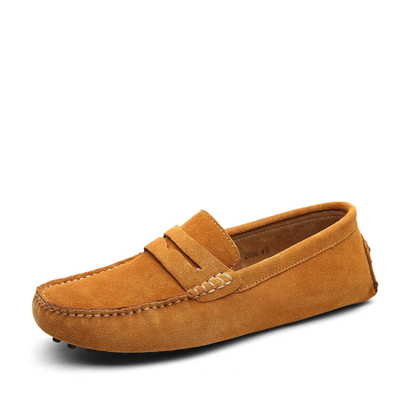 Mocasines casuales de cuero genuino para hombre — Tallas 38-50, cómodos y elegantes