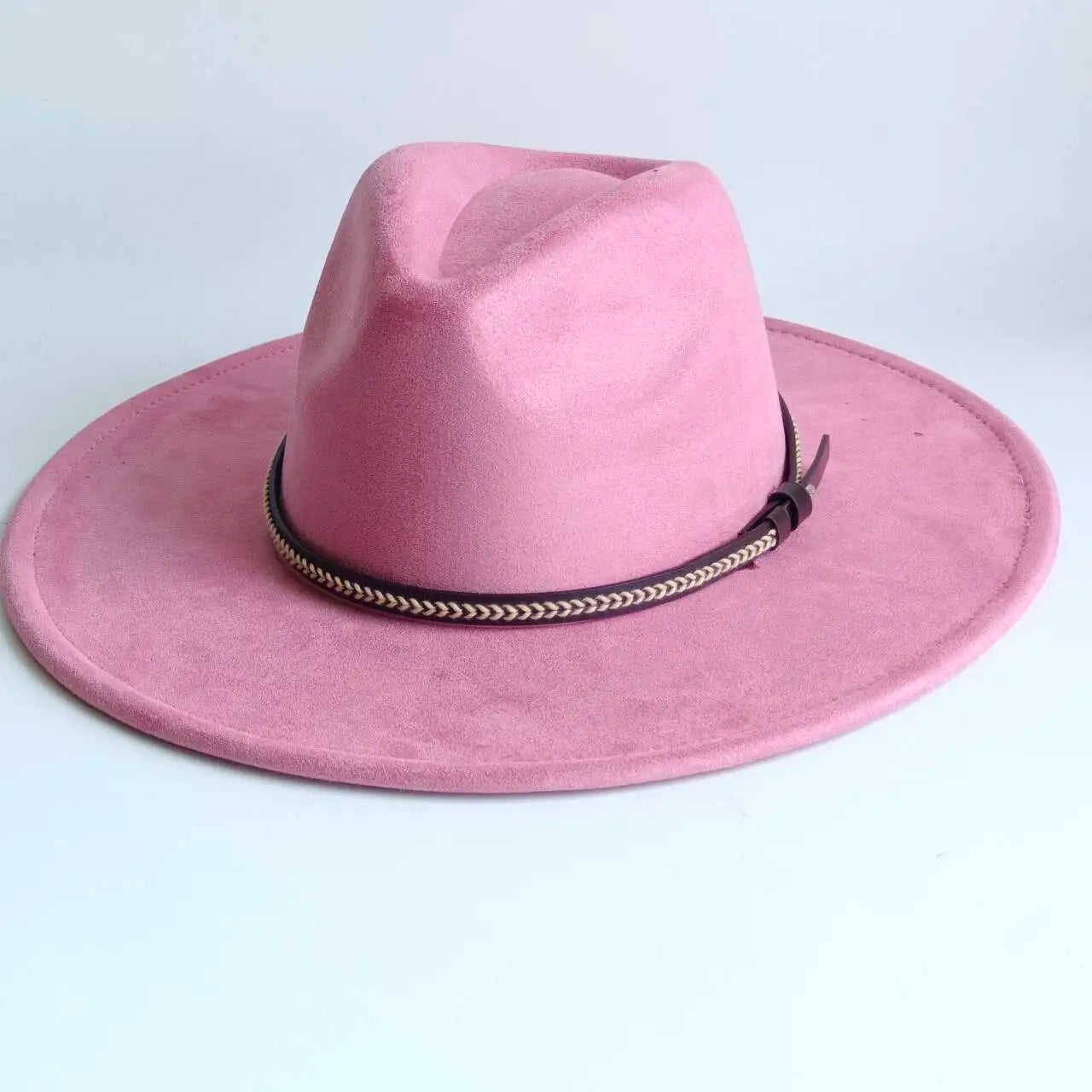 Vegan Suede Fedora Rancher Hats Blank Hats for Burning teardrop shaped Top 9.5cm Brim Unisex  felt Jazz Hat sombrero