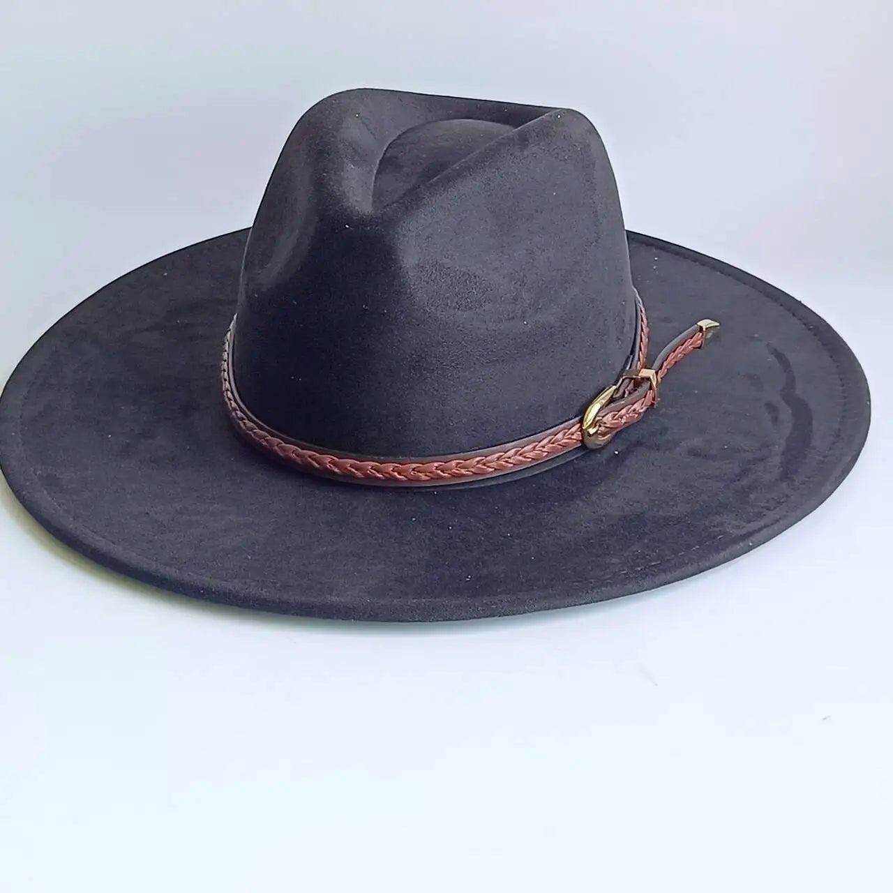 Vegan Suede Fedora Rancher Hats Blank Hats for Burning teardrop shaped Top 9.5cm Brim Unisex  felt Jazz Hat sombrero