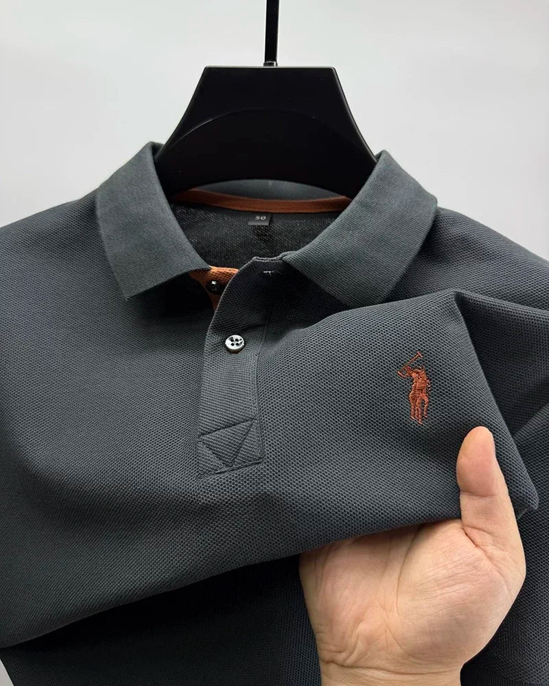 Polo de algodón 100% para hombre — Manga corta con bordado, estilo golf casual verano 2026