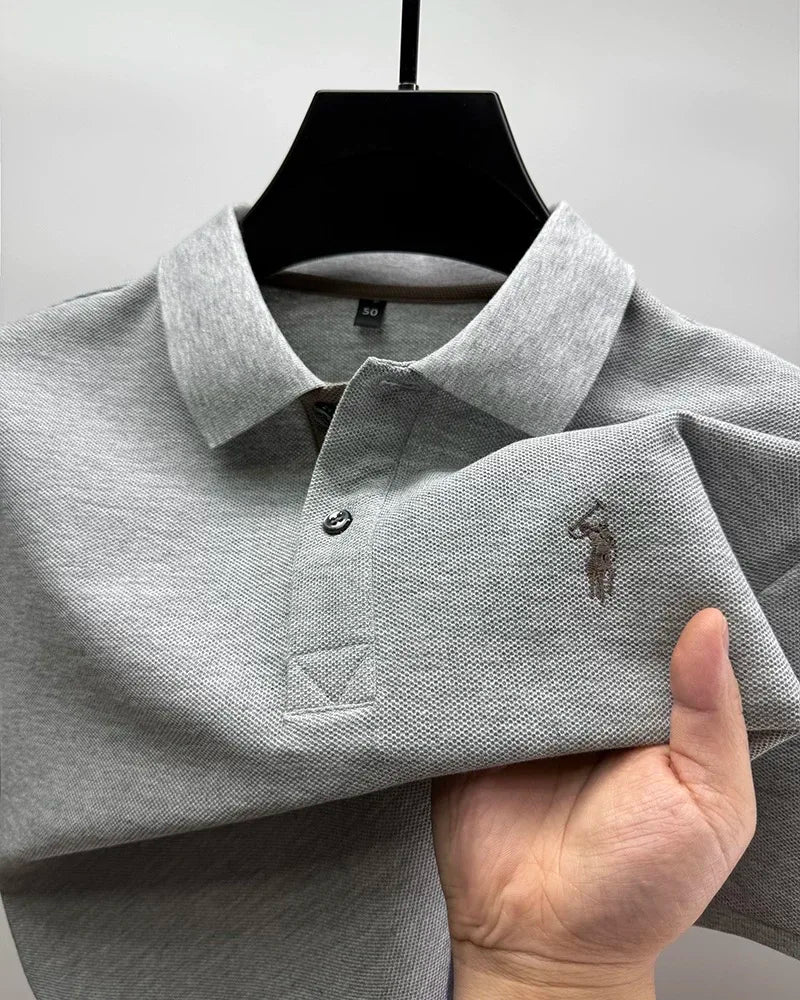Polo de algodón 100% para hombre — Manga corta con bordado, estilo golf casual verano 2026