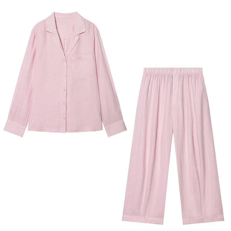 Conjunto camisa y pantalón ancho para mujer — Casual y cómodo, primavera-verano 2026
