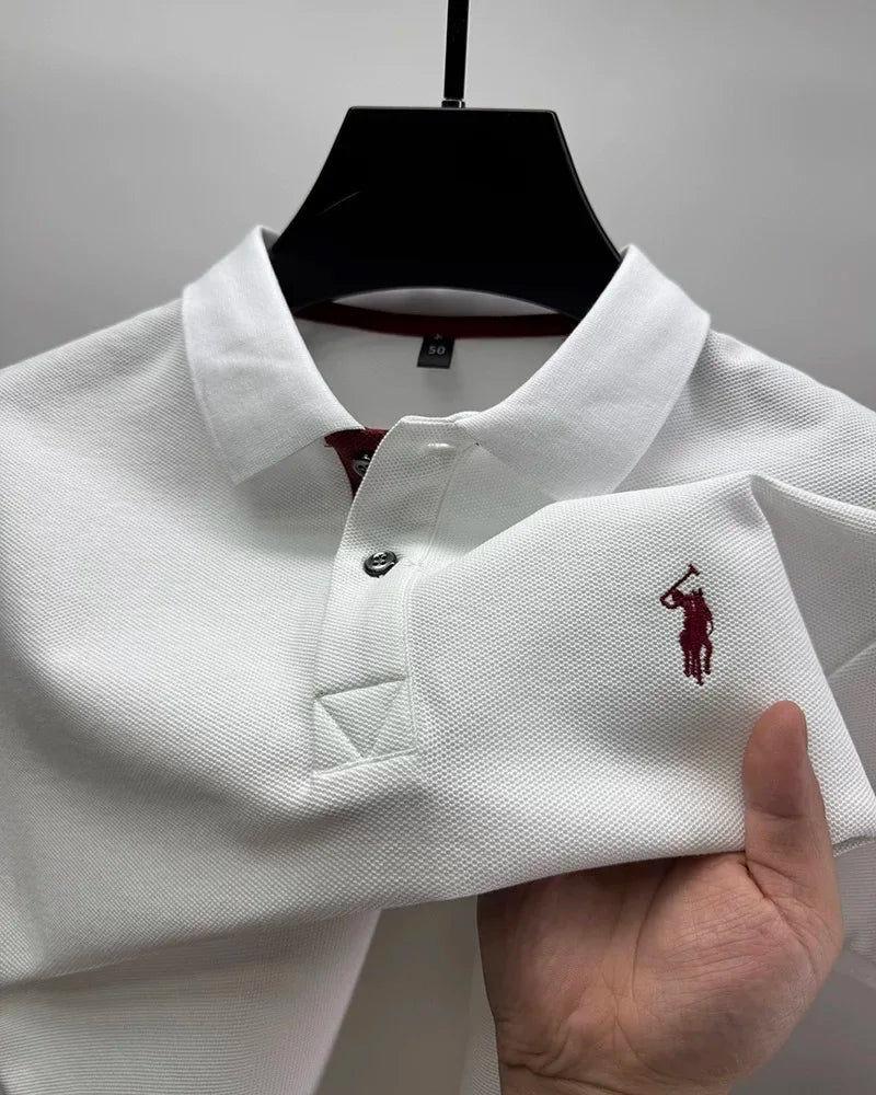 Polo de algodón 100% para hombre — Manga corta con bordado, estilo golf casual verano 2026