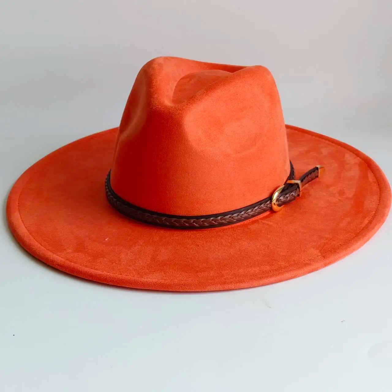 Vegan Suede Fedora Rancher Hats Blank Hats for Burning teardrop shaped Top 9.5cm Brim Unisex  felt Jazz Hat sombrero