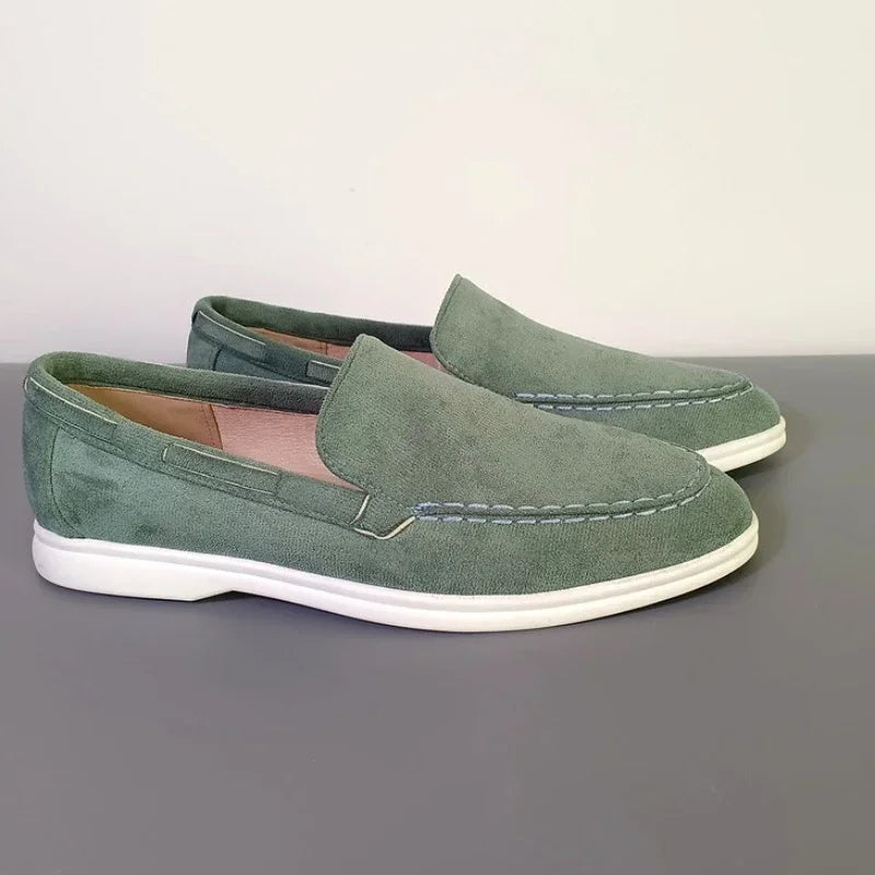 Mocasines clásicos de cuero ante para hombre — Transpirables, slip-on, conducción y ocio