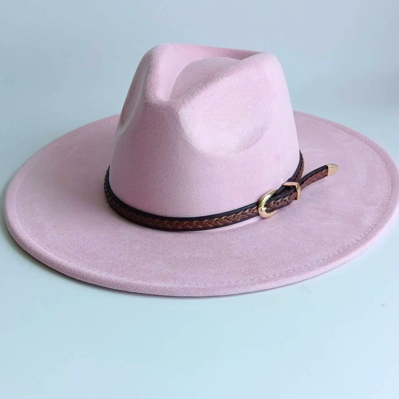 Vegan Suede Fedora Rancher Hats Blank Hats for Burning teardrop shaped Top 9.5cm Brim Unisex  felt Jazz Hat sombrero