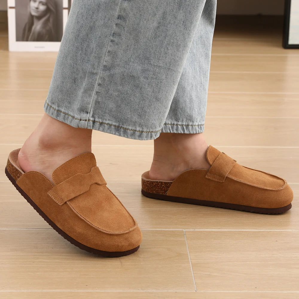 Zuecos de corcho para mujer — Suela antideslizante con soporte de arco, moda 2026