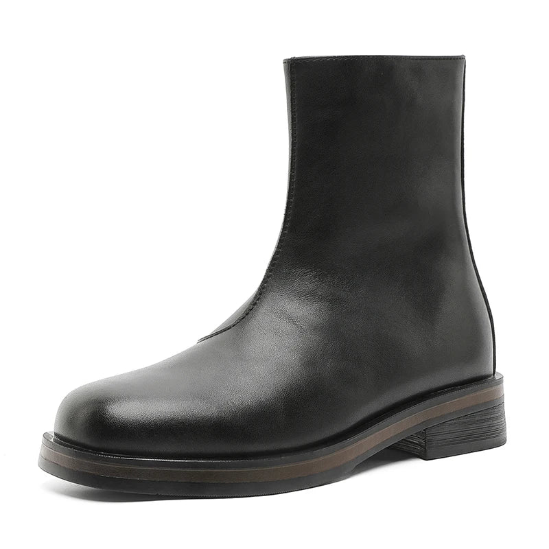 Botas Chelsea mid-top para hombre — Cremallera lateral, estilo moto casual urbano 2026