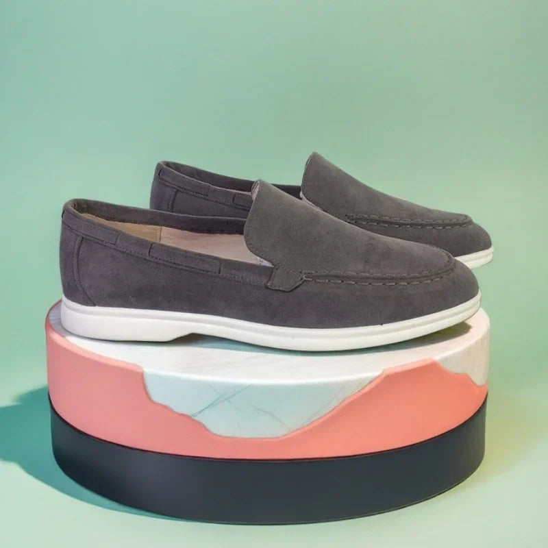 Mocasines clásicos de cuero ante para hombre — Transpirables, slip-on, conducción y ocio