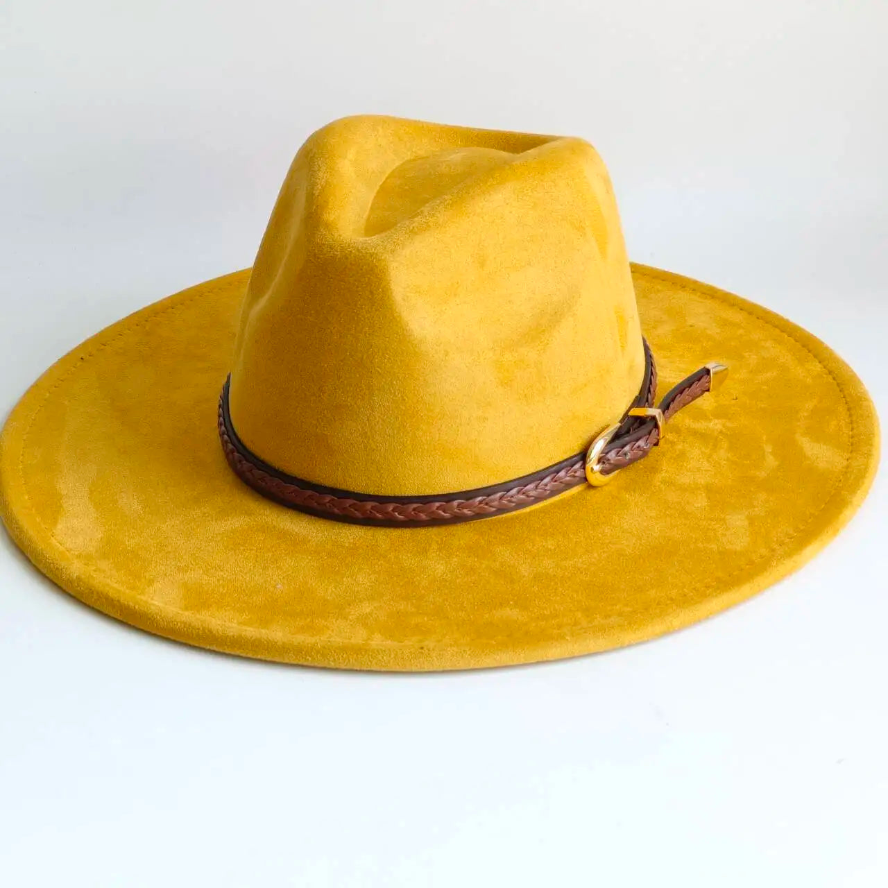 Vegan Suede Fedora Rancher Hats Blank Hats for Burning teardrop shaped Top 9.5cm Brim Unisex  felt Jazz Hat sombrero