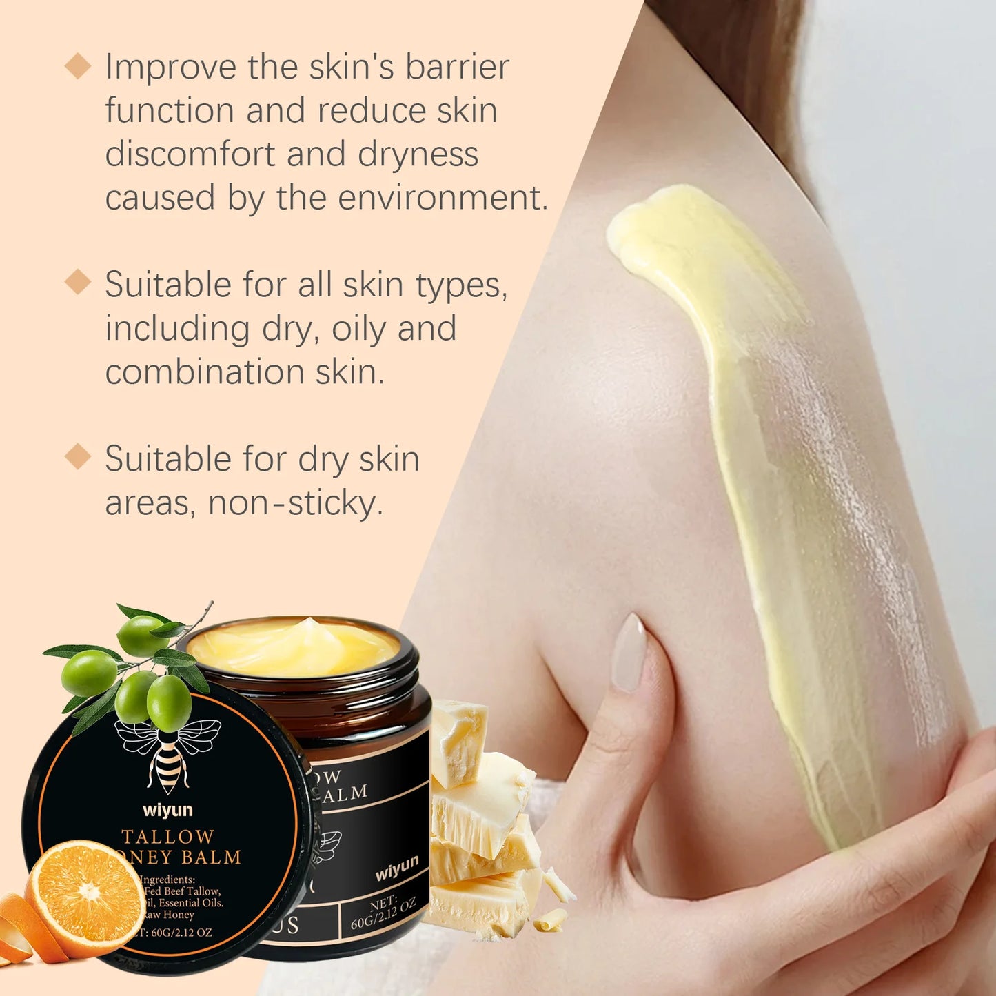 Crema hidratante facial y corporal con miel y sébo — Iluminadora, reafirmante y antiedad