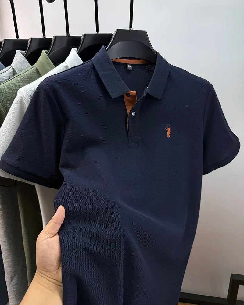 Polo de algodón 100% para hombre — Manga corta con bordado, estilo golf casual verano 2026