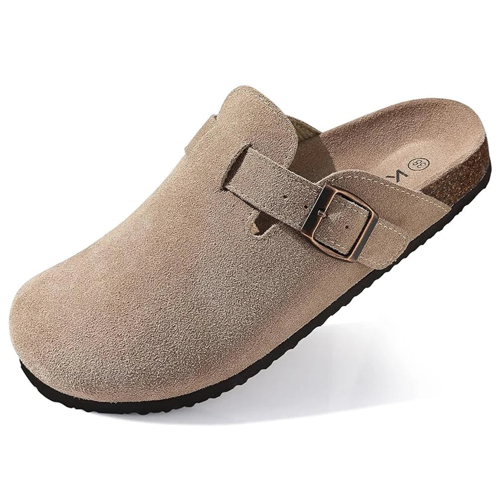 Zuecos de corcho para mujer — Suela antideslizante con soporte de arco, moda 2026