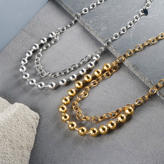 Collar de cadena de bolas en acero inoxidable — Unisex, minimalista y resistente