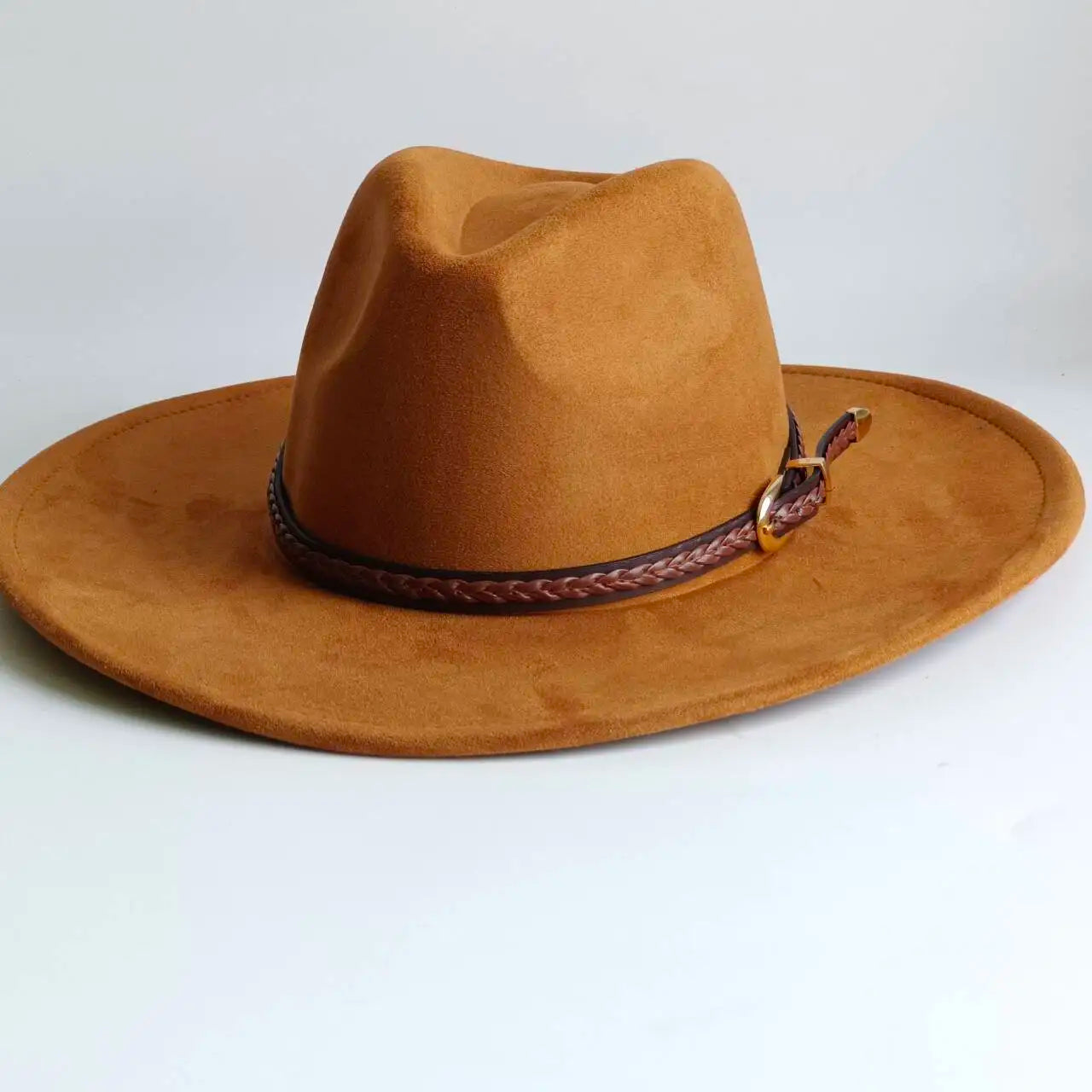 Vegan Suede Fedora Rancher Hats Blank Hats for Burning teardrop shaped Top 9.5cm Brim Unisex  felt Jazz Hat sombrero