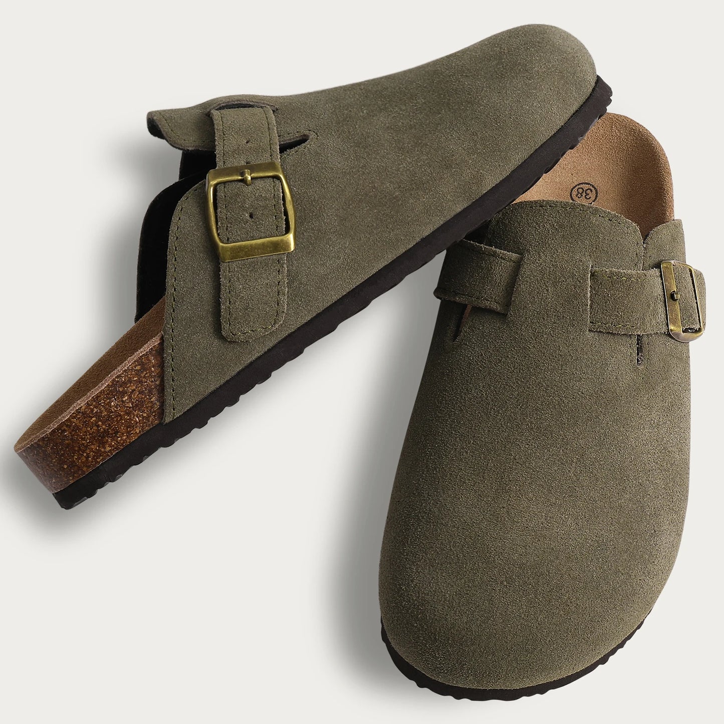 Zuecos de corcho para mujer — Suela antideslizante con soporte de arco, moda 2026
