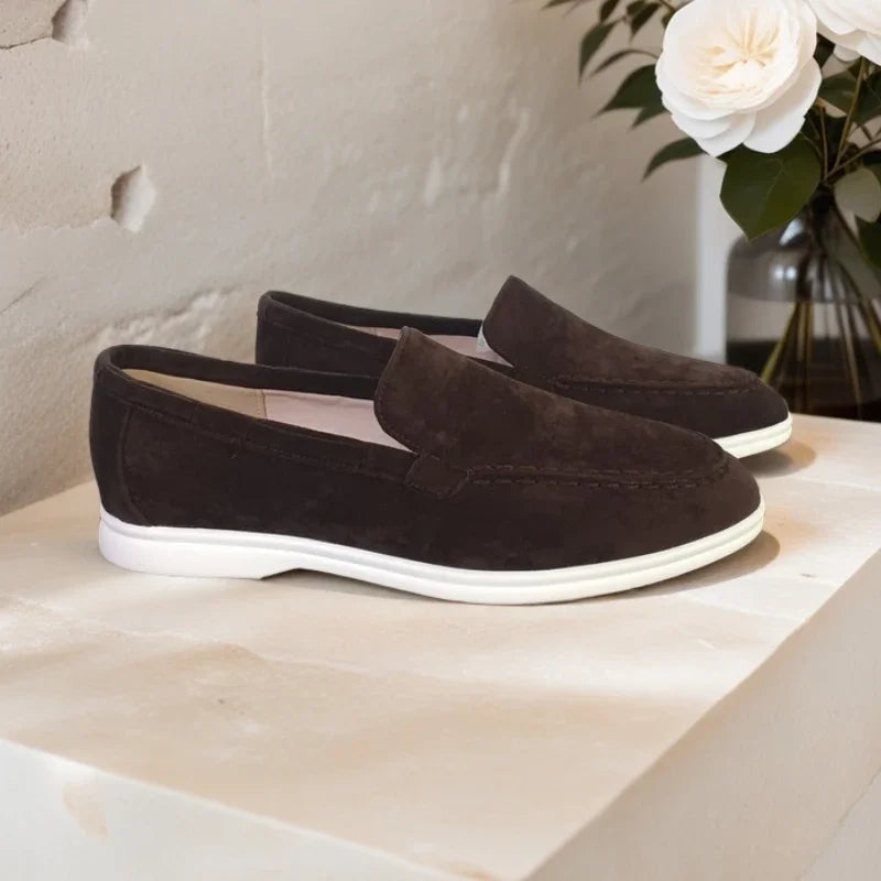 Mocasines clásicos de cuero ante para hombre — Transpirables, slip-on, conducción y ocio