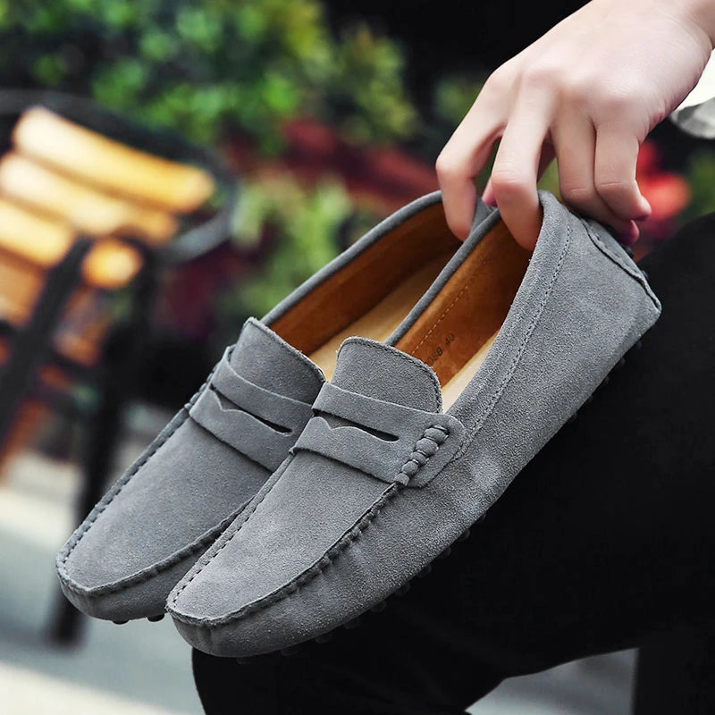 Mocasines casuales de cuero genuino para hombre — Tallas 38-50, cómodos y elegantes