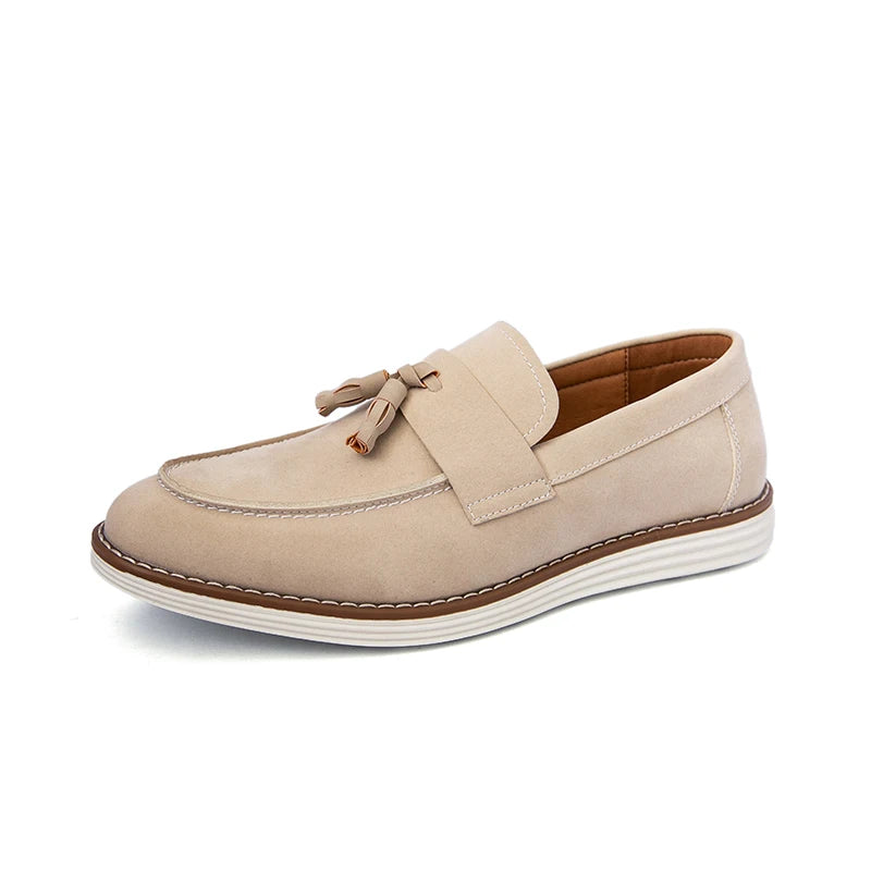 Mocasines con borlas para hombre — Cuero ante, zapatos de conducción cómodos y elegantes