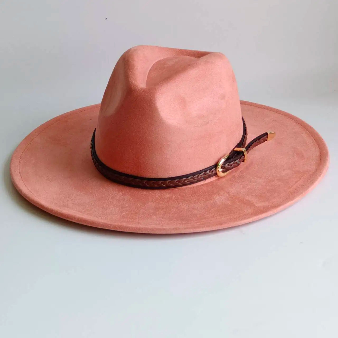 Vegan Suede Fedora Rancher Hats Blank Hats for Burning teardrop shaped Top 9.5cm Brim Unisex  felt Jazz Hat sombrero