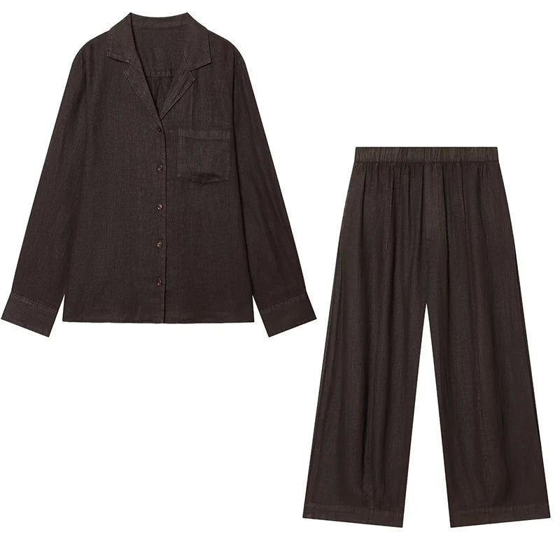 Conjunto camisa y pantalón ancho para mujer — Casual y cómodo, primavera-verano 2026