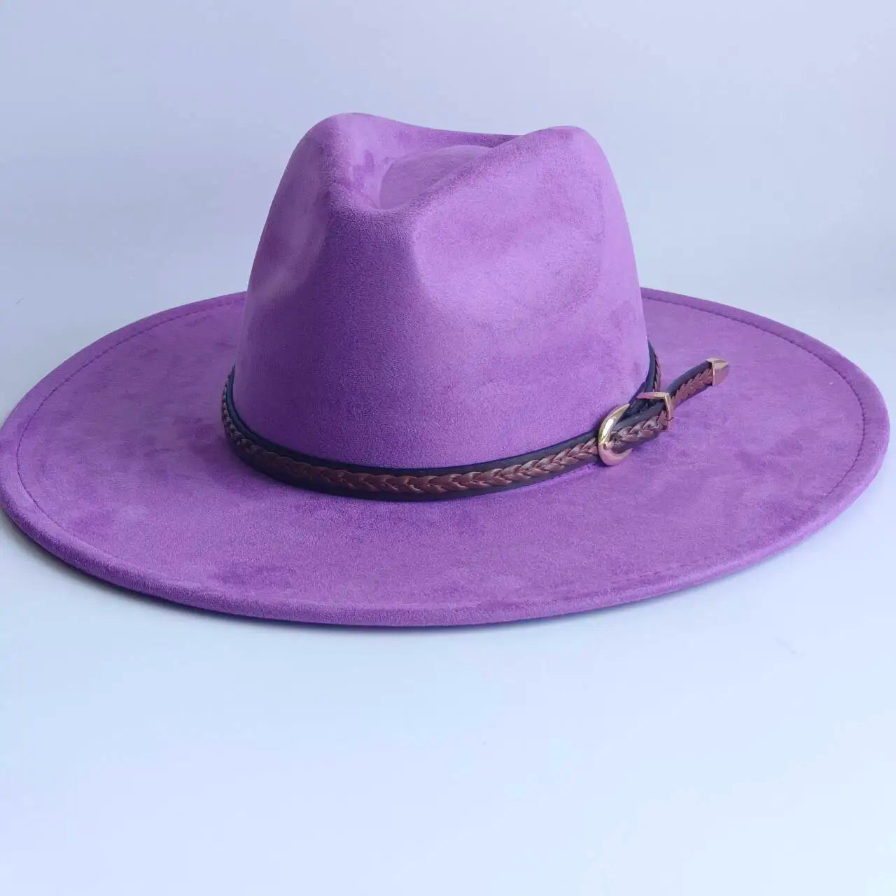 Vegan Suede Fedora Rancher Hats Blank Hats for Burning teardrop shaped Top 9.5cm Brim Unisex  felt Jazz Hat sombrero