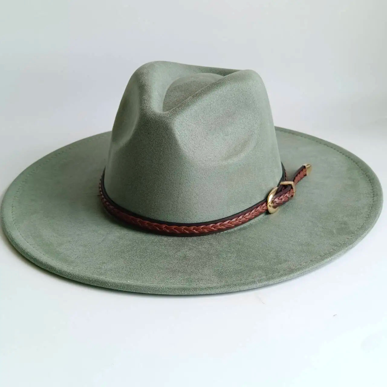 Vegan Suede Fedora Rancher Hats Blank Hats for Burning teardrop shaped Top 9.5cm Brim Unisex  felt Jazz Hat sombrero