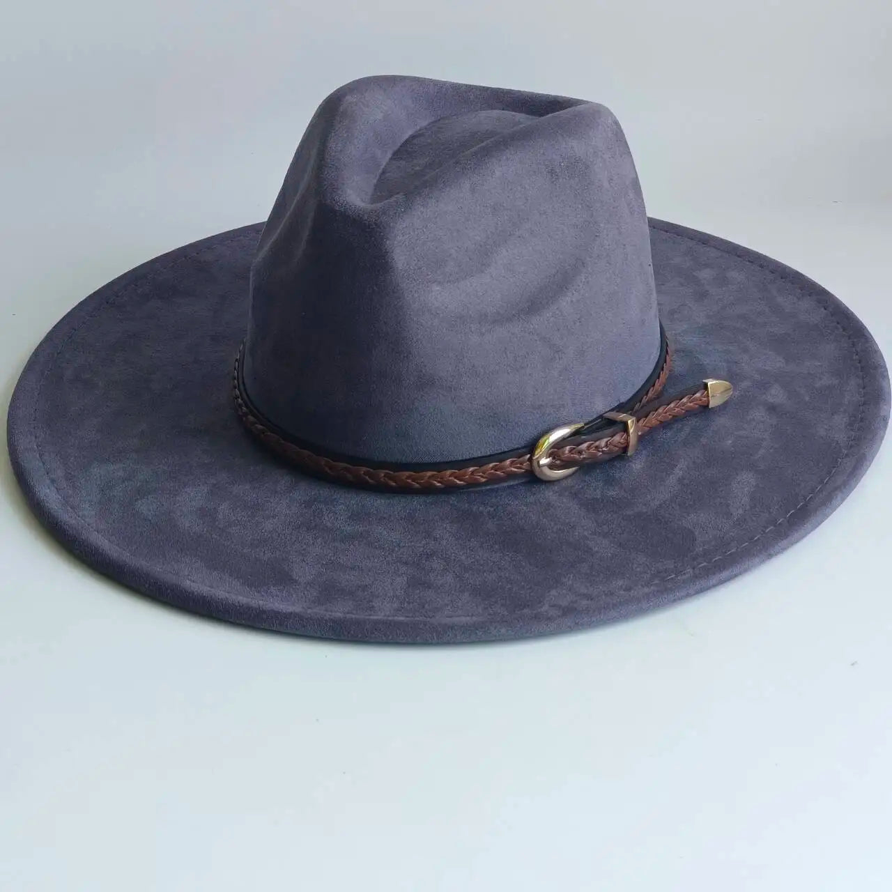 Vegan Suede Fedora Rancher Hats Blank Hats for Burning teardrop shaped Top 9.5cm Brim Unisex  felt Jazz Hat sombrero
