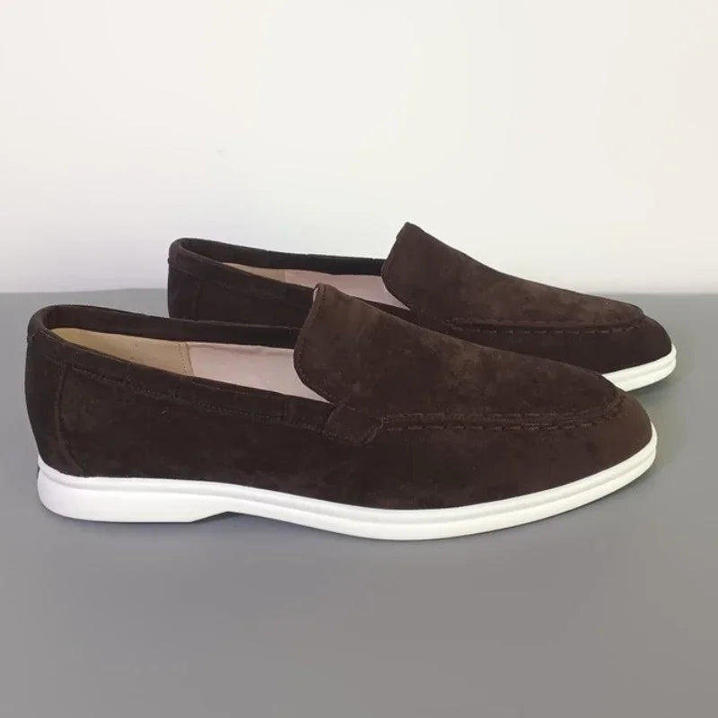 Mocasines clásicos de cuero ante para hombre — Transpirables, slip-on, conducción y ocio
