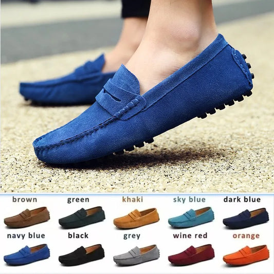 Mocasines casuales de cuero genuino para hombre — Tallas 38-50, cómodos y elegantes