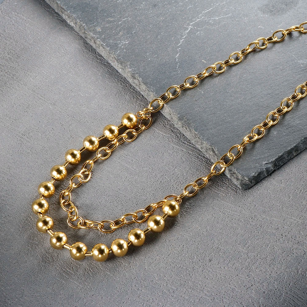 Collar de cadena de bolas en acero inoxidable — Unisex, minimalista y resistente