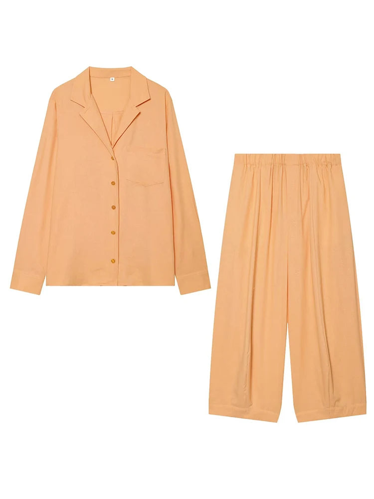 Conjunto camisa y pantalón ancho para mujer — Casual y cómodo, primavera-verano 2026