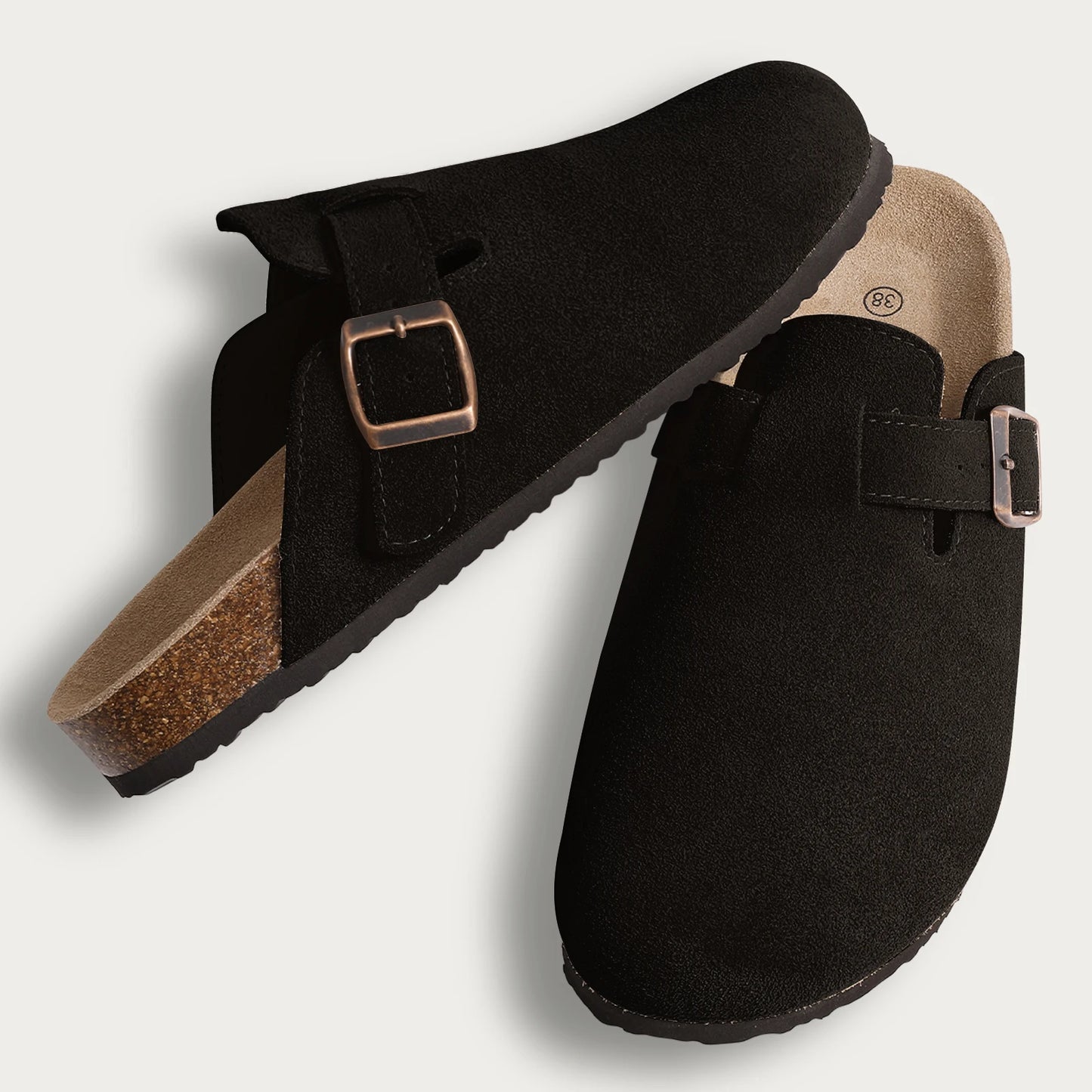 Zuecos de corcho para mujer — Suela antideslizante con soporte de arco, moda 2026