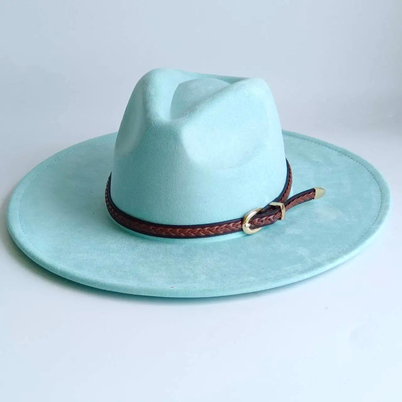 Vegan Suede Fedora Rancher Hats Blank Hats for Burning teardrop shaped Top 9.5cm Brim Unisex  felt Jazz Hat sombrero