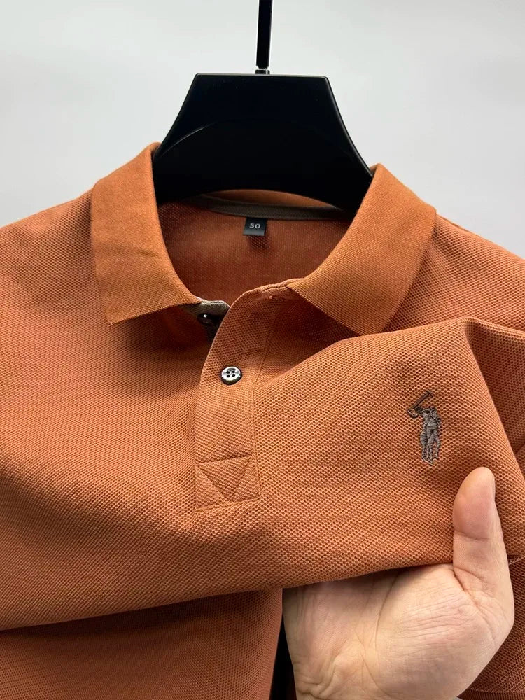 Polo de algodón 100% para hombre — Manga corta con bordado, estilo golf casual verano 2026