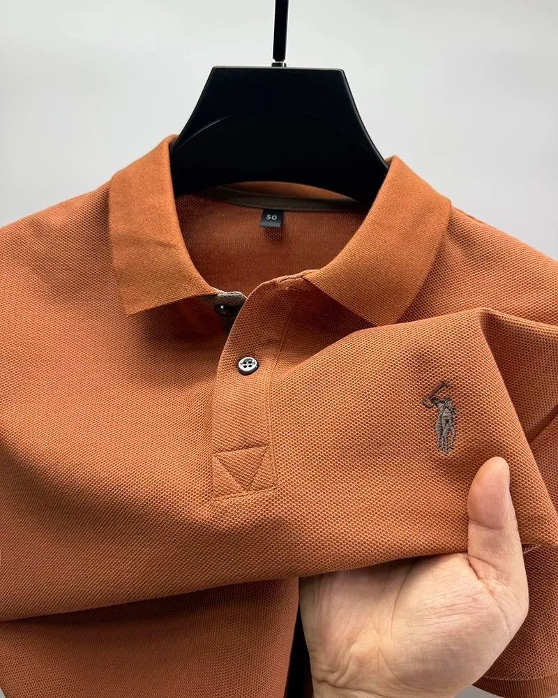 Polo de algodón 100% para hombre — Manga corta con bordado, estilo golf casual verano 2026