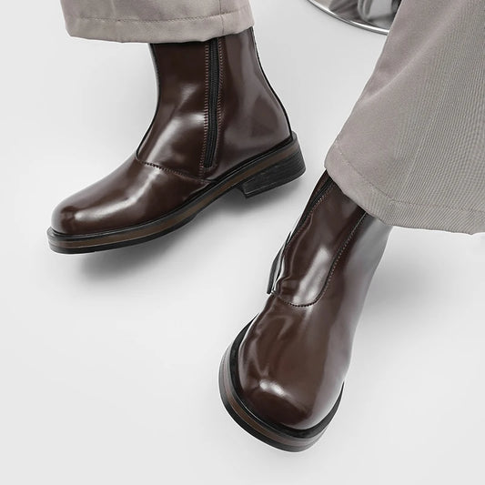 Botas Chelsea mid-top para hombre — Cremallera lateral, estilo moto casual urbano 2026