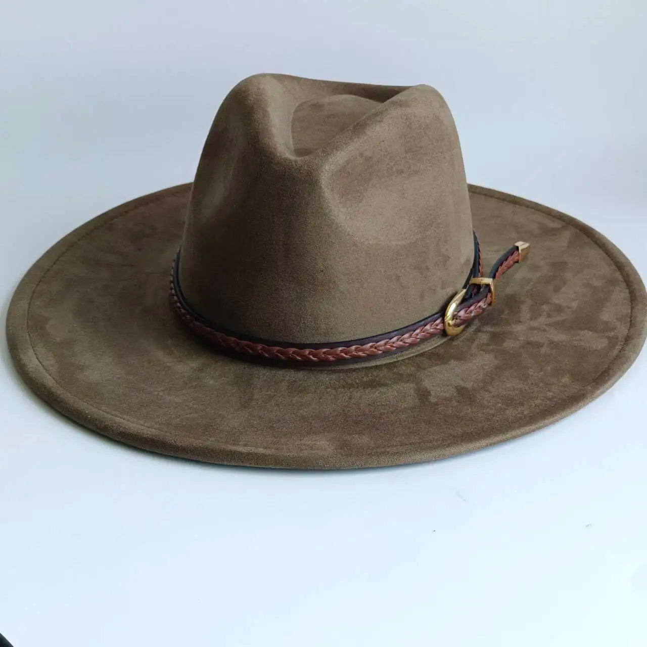 Vegan Suede Fedora Rancher Hats Blank Hats for Burning teardrop shaped Top 9.5cm Brim Unisex  felt Jazz Hat sombrero