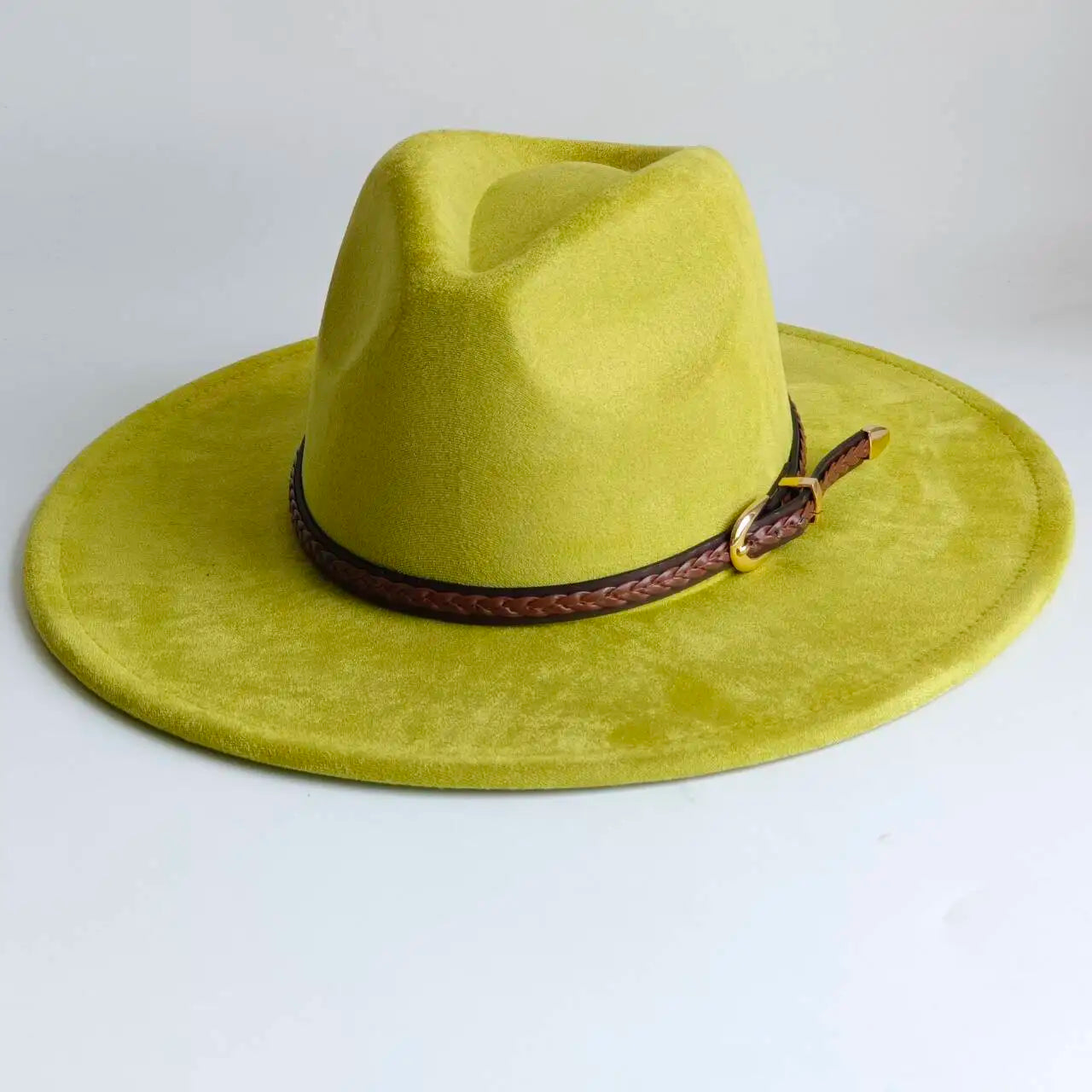 Vegan Suede Fedora Rancher Hats Blank Hats for Burning teardrop shaped Top 9.5cm Brim Unisex  felt Jazz Hat sombrero