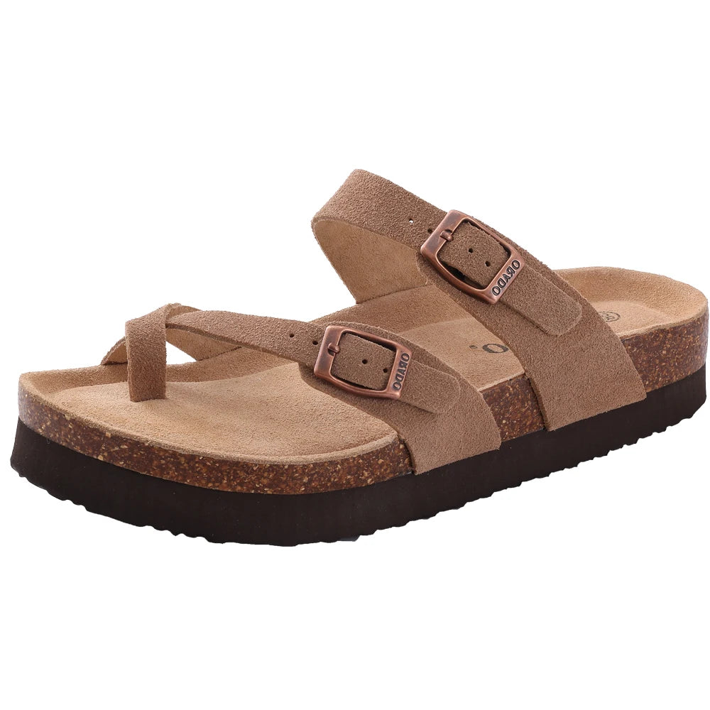 Zuecos de corcho para mujer — Suela antideslizante con soporte de arco, moda 2026